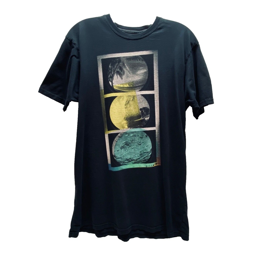 Billabong T-Shirt Men's Large Black Gallery Moonrise Casual Beach Surf Wear VTG